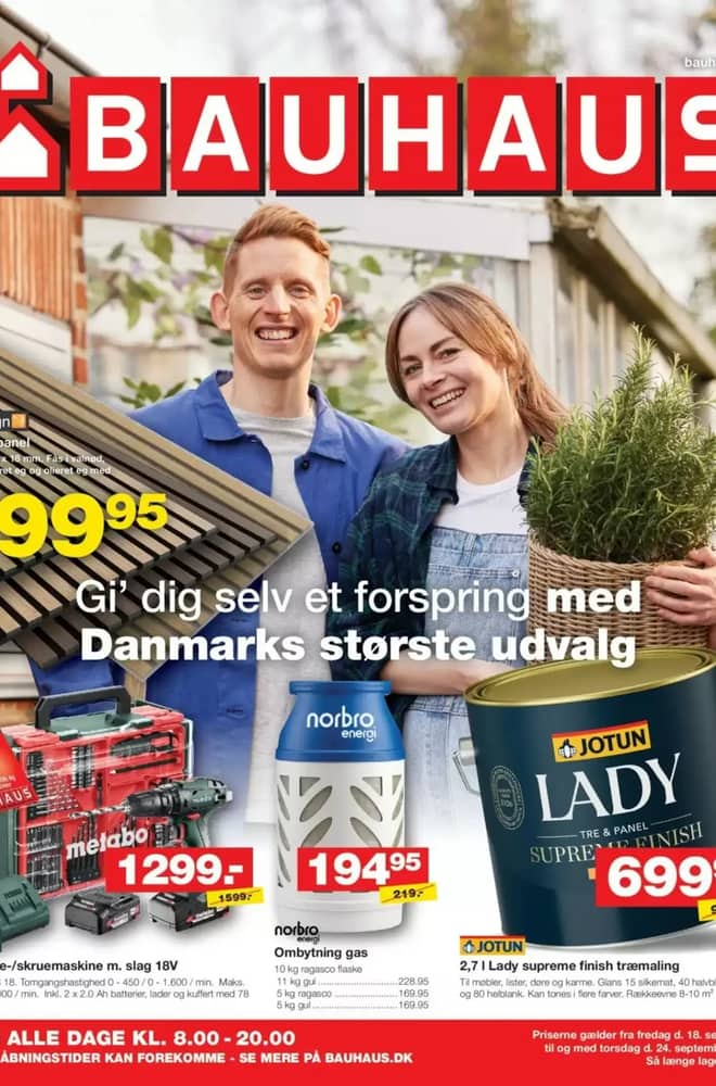 Forside af tilbudsavisen fra Bauhaus, gældende 18–24 september 2026