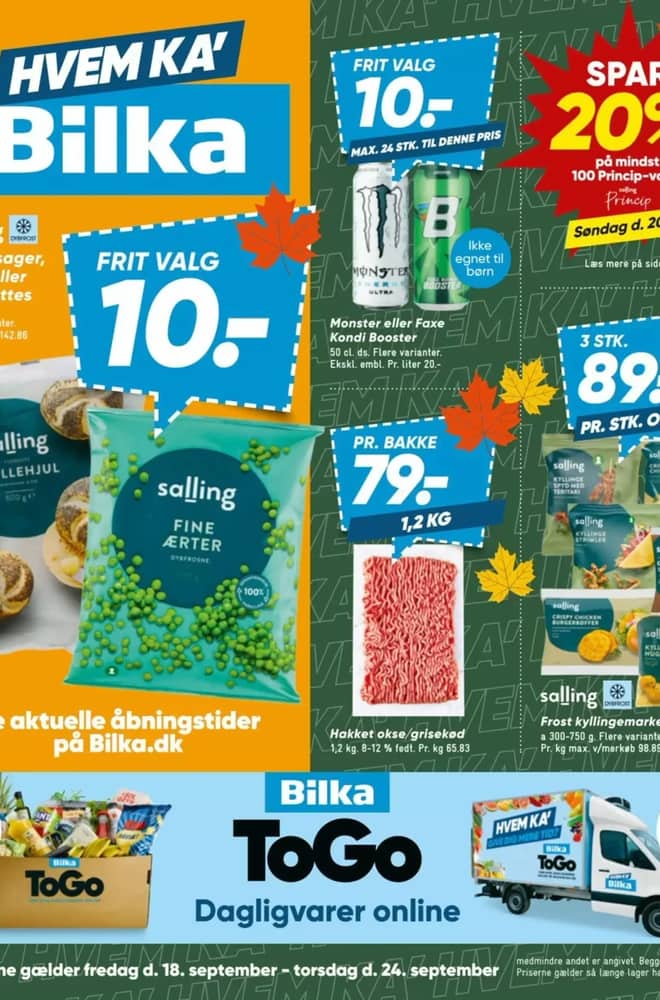 Forside af tilbudsavisen fra Bilka, gældende 18–25 september 2026