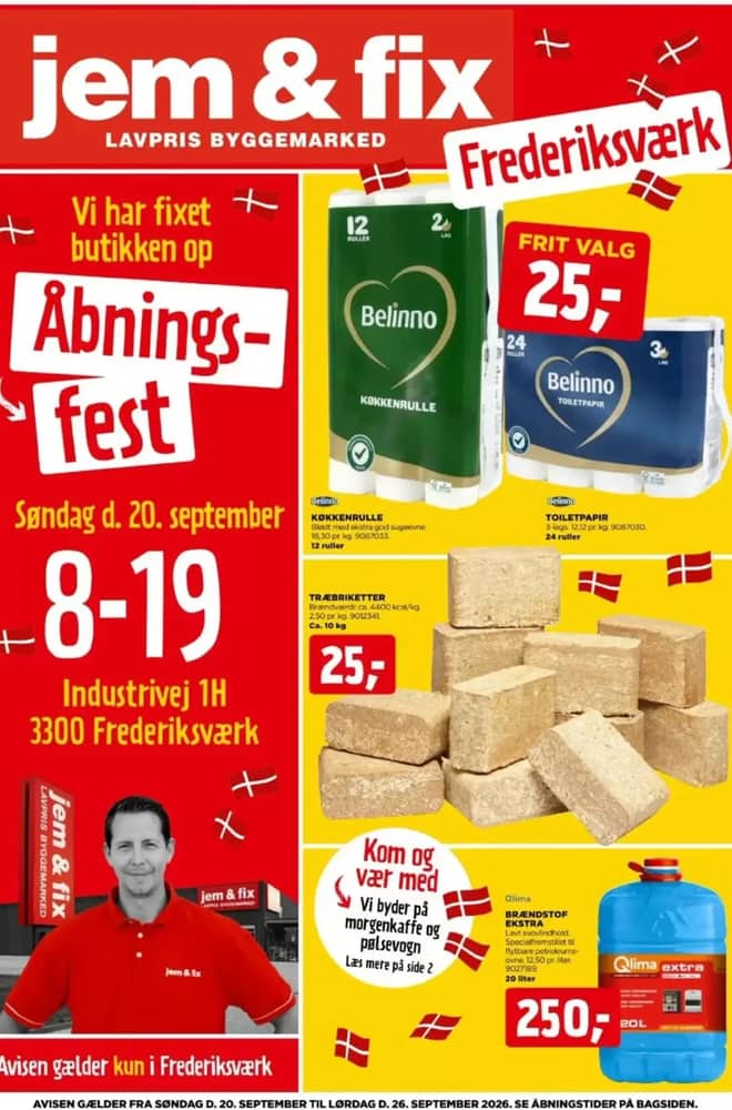 Forside af tilbudsavisen fra jem & fix, gældende 20–26 september 2026