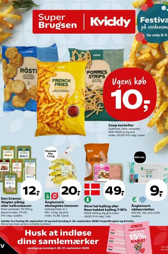 Forside af tilbudsavisen fra Kvickly, gældende 18–24 september 2026