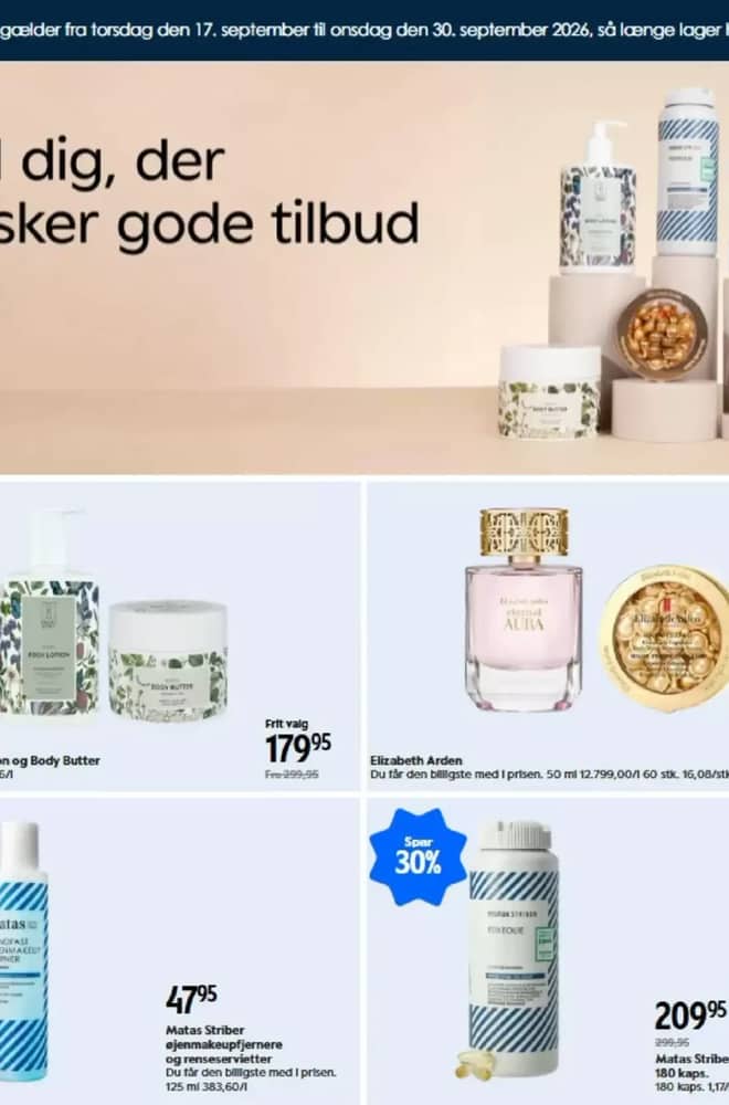 Forside af tilbudsavisen fra Matas, gældende 17–30 september 2026