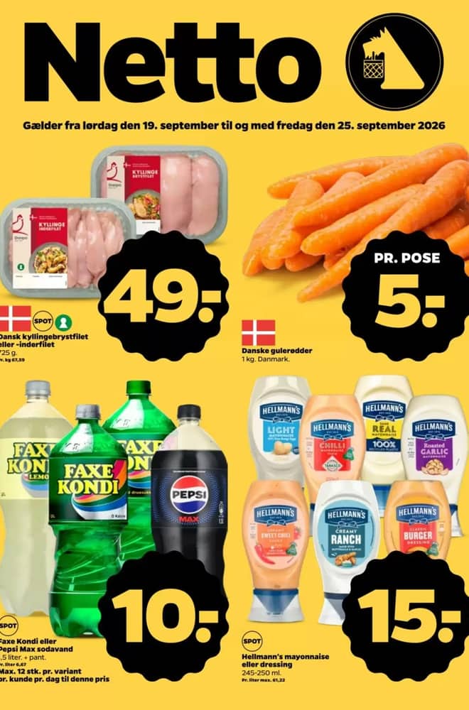 Forside af tilbudsavisen fra Netto, gældende 19–25 september 2026