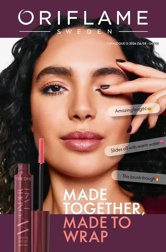 Forside af tilbudsavisen fra Oriflame, gældende 16. september 2026 – 6. oktober 2026