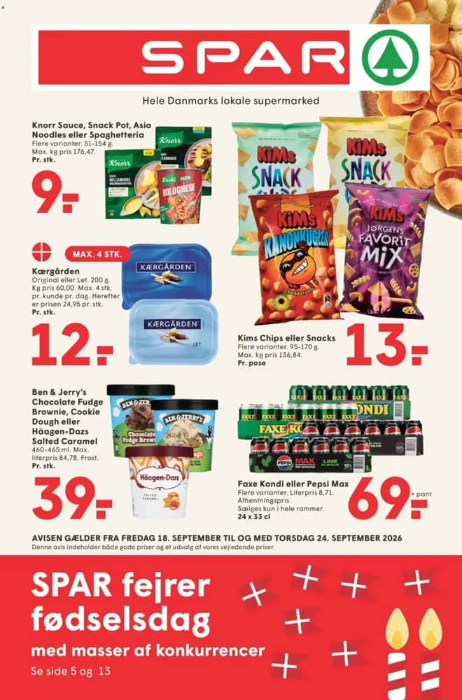 Forside af tilbudsavisen fra SPAR, gældende 18–24 september 2026